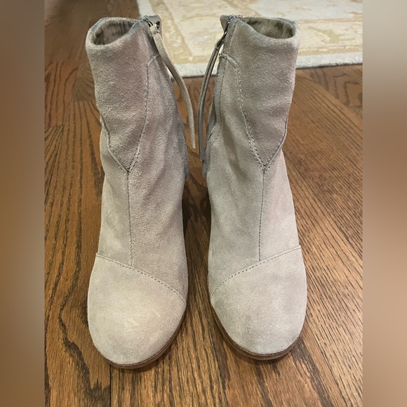 Toms Shoes - Toms Taupe Suede Booties Side Zip